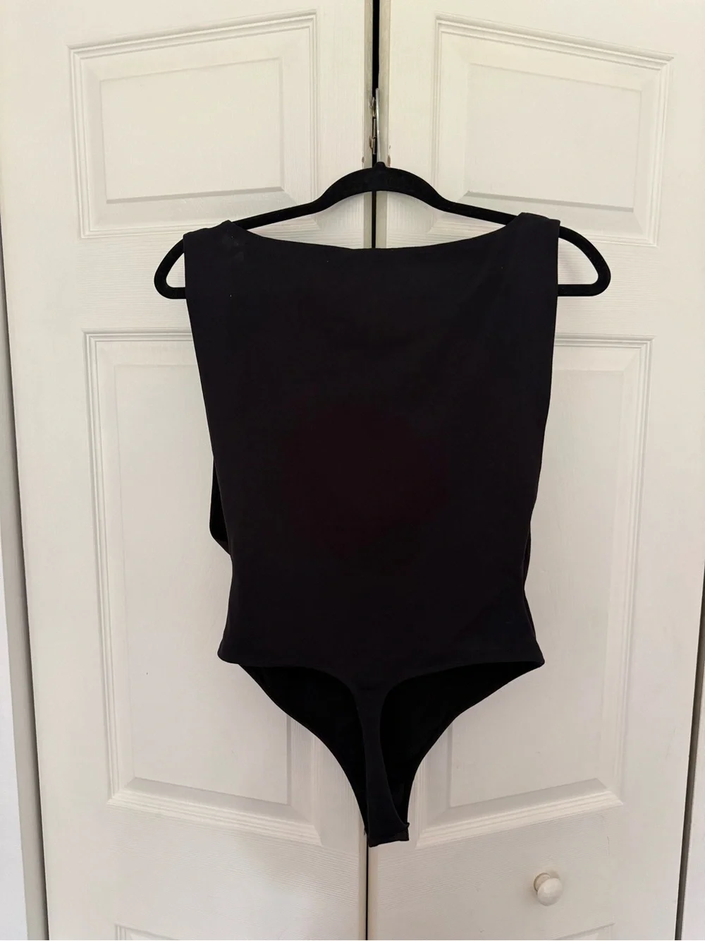 NWOT Free People Raven Bodysuit Black Boatneck Side Slit Black Top Size Medium